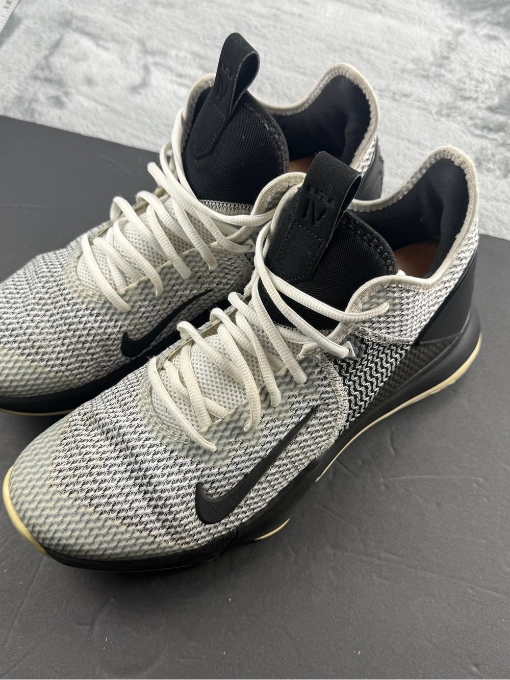 Nike Men’s Black and White Knit Basketball Sneakers